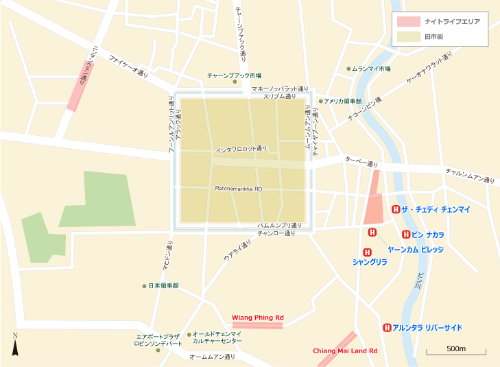 チェンマイ ホテル - チャンクラン マップ/地図
