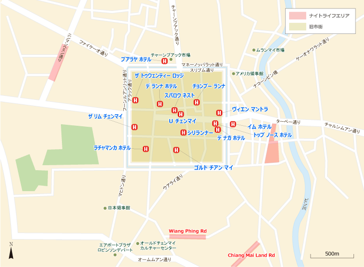 チェンマイ ホテル - 旧市街 マップ/地図