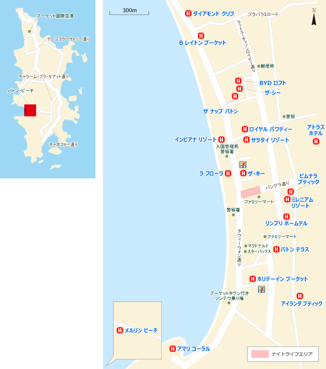 プーケット ホテル - パトンビーチ マップ/地図