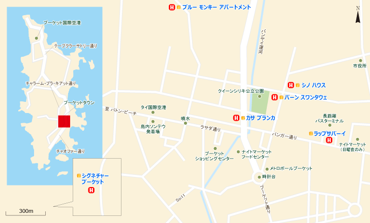 プーケット ホテル - プーケットタウン マップ/地図
